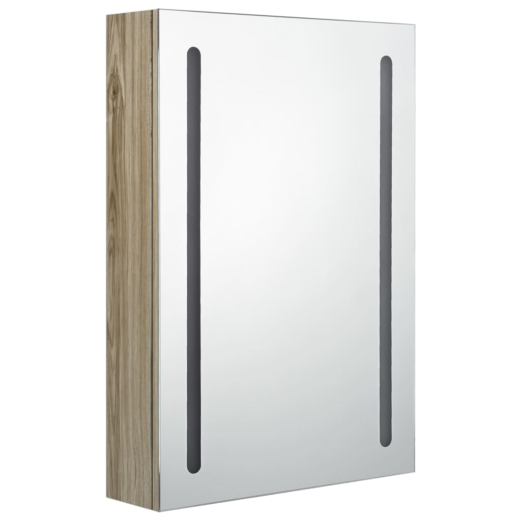 vidaXL LED Bathroom Mirror Cabinet Oak 50x13x70 cm