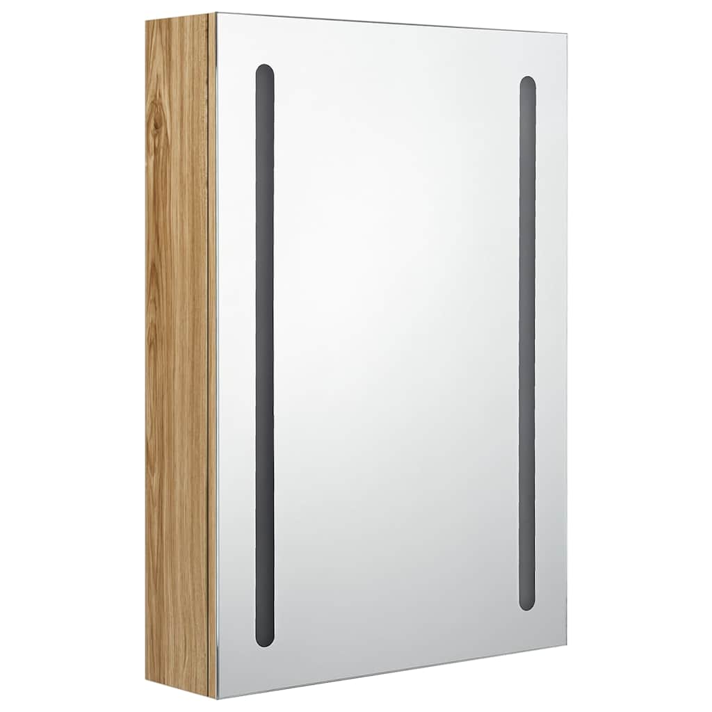 326499 vidaXL LED Bathroom Mirror Cabinet Oak 50x13x70 cm
