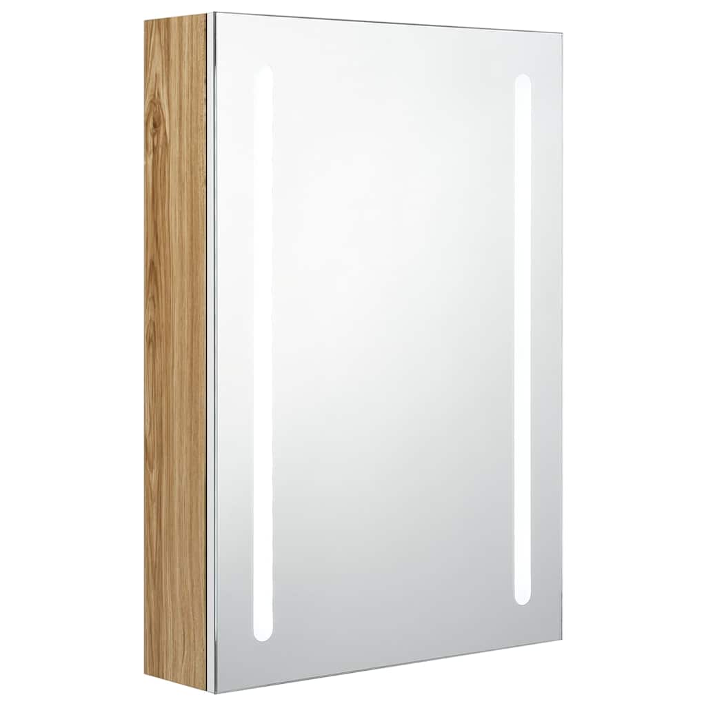 326500 vidaXL LED Bathroom Mirror Cabinet White and Oak 50x13x70 cm