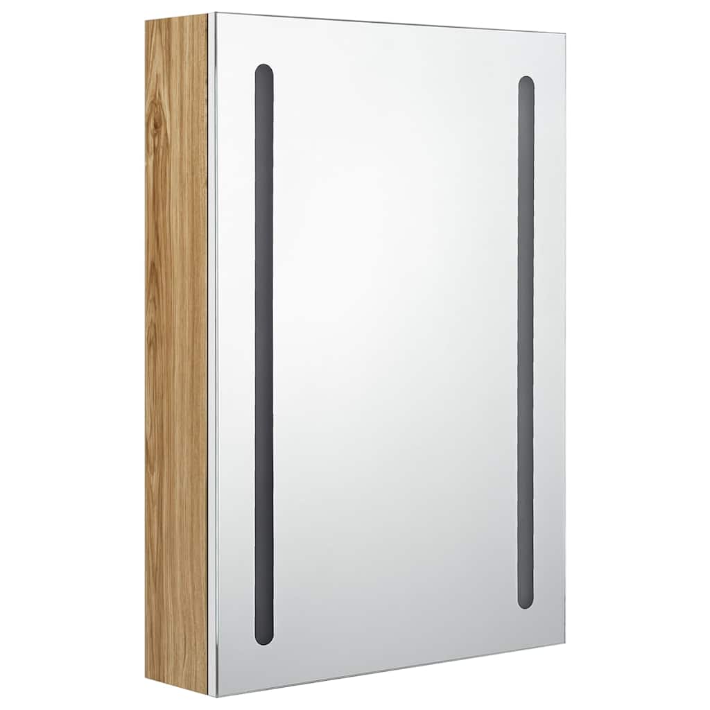 326500 vidaXL LED Bathroom Mirror Cabinet White and Oak 50x13x70 cm