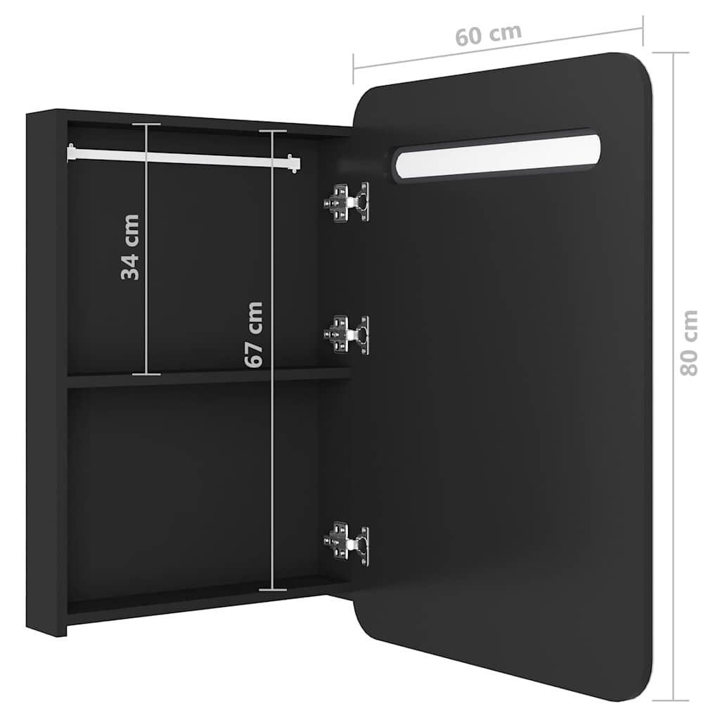 326503 vidaXL LED Bathroom Mirror Cabinet Black 60x11x80 cm