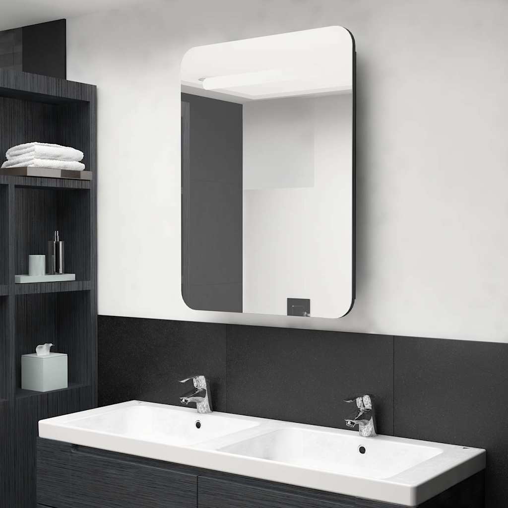 326503 vidaXL LED Bathroom Mirror Cabinet Black 60x11x80 cm