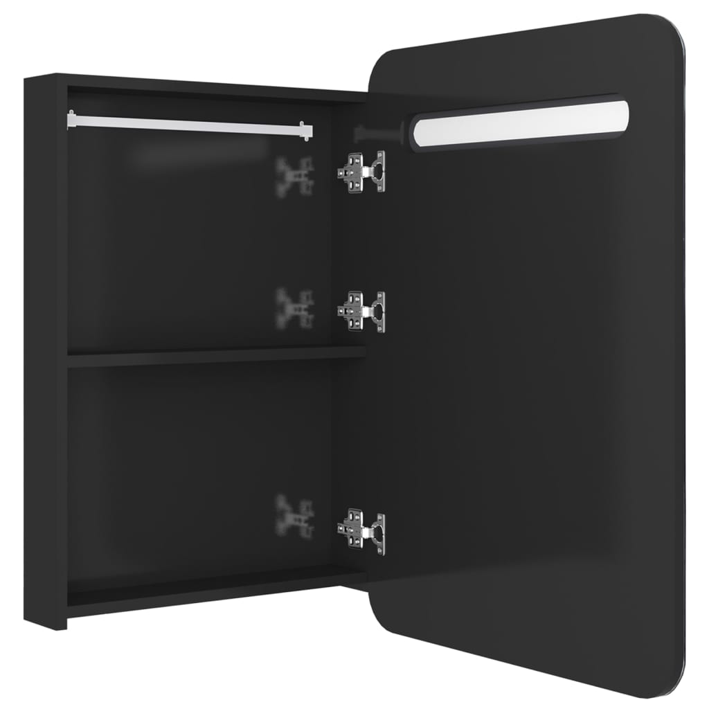 326504 vidaXL LED Bathroom Mirror Cabinet Shining Black 60x11x80 cm