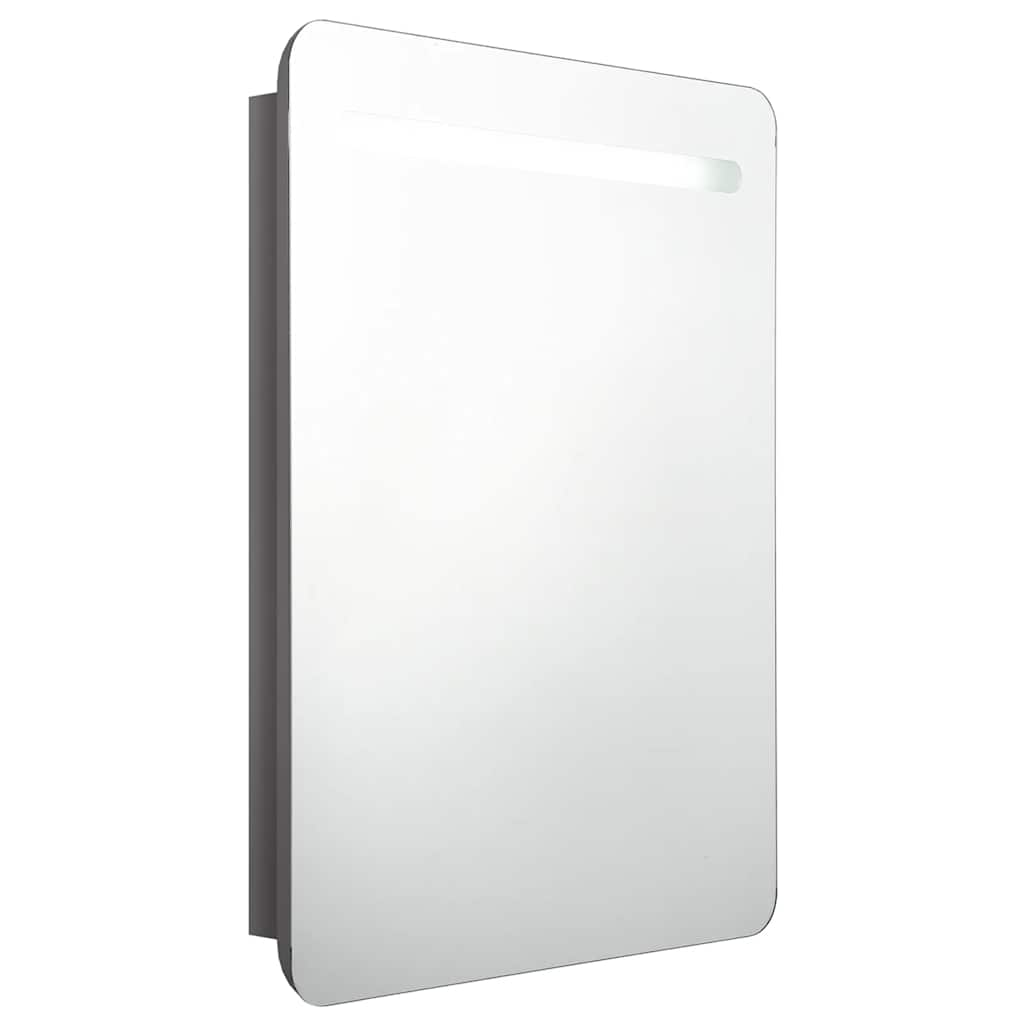 vidaXL LED Bathroom Mirror Cabinet Shining Grey 60x11x80 cm