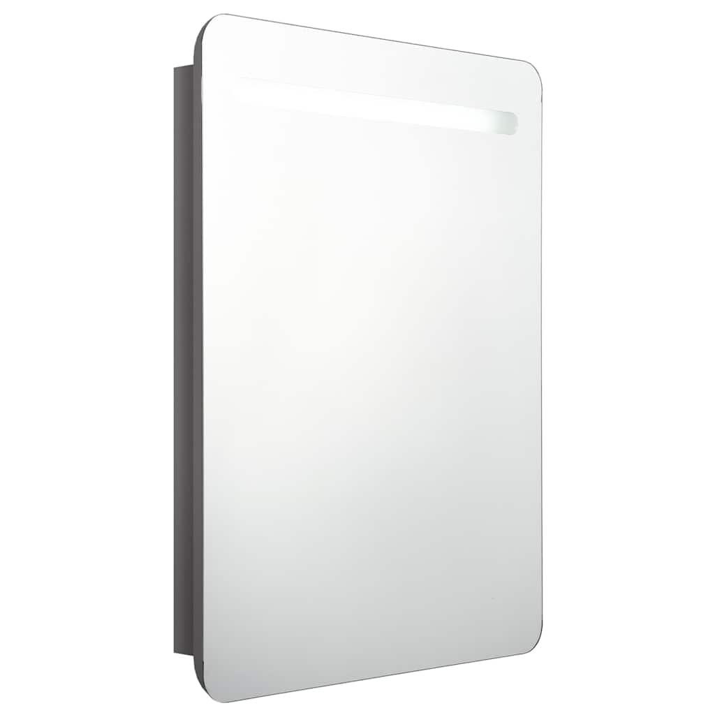 326506 vidaXL LED Bathroom Mirror Cabinet Shining Grey 60x11x80 cm