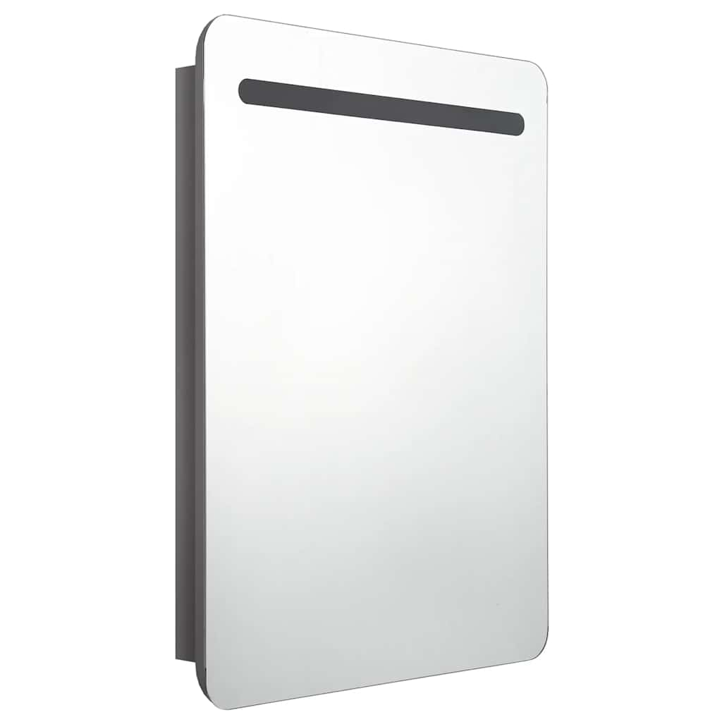 vidaXL LED Bathroom Mirror Cabinet Shining Grey 60x11x80 cm