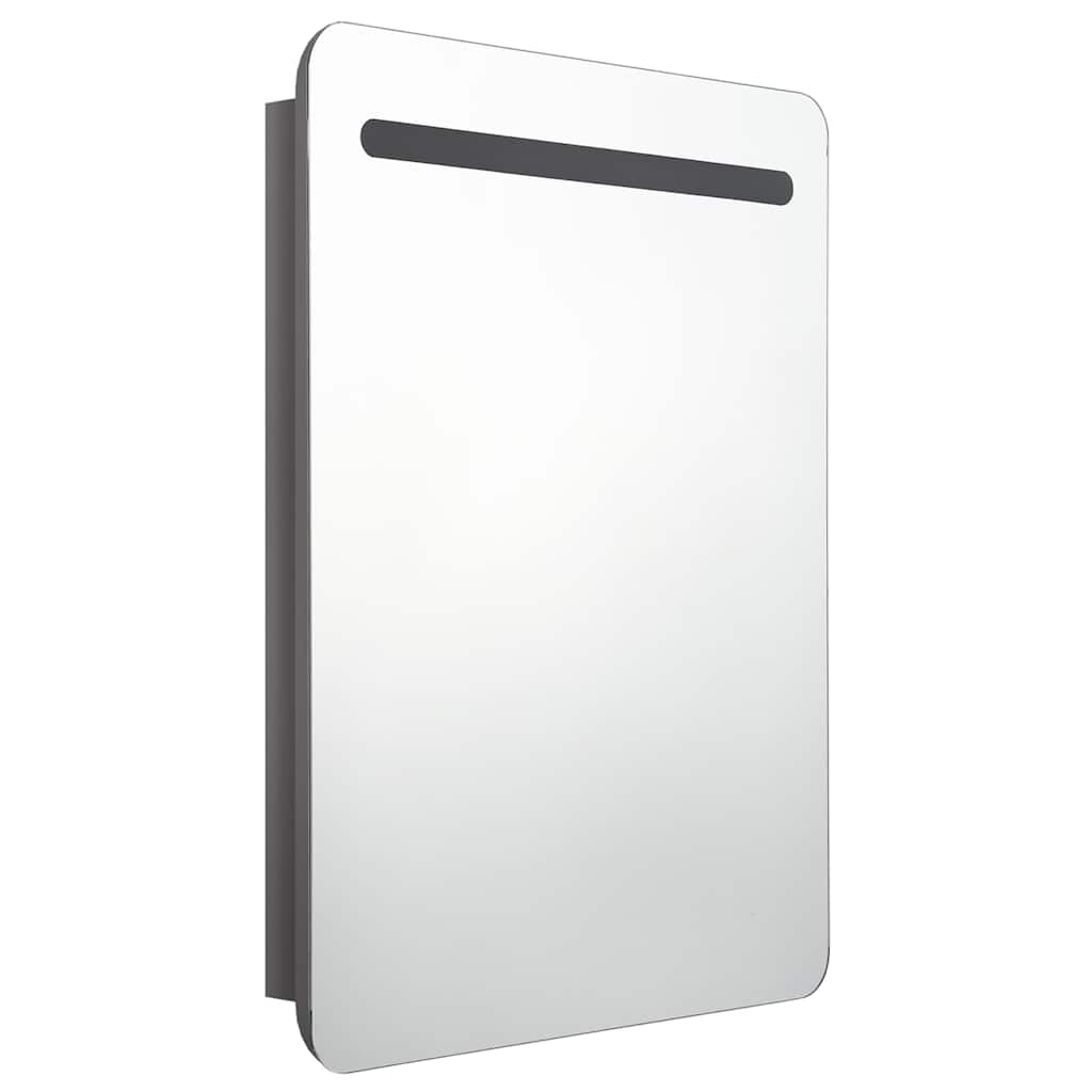 326506 vidaXL LED Bathroom Mirror Cabinet Shining Grey 60x11x80 cm