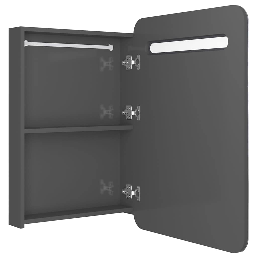 326506 vidaXL LED Bathroom Mirror Cabinet Shining Grey 60x11x80 cm