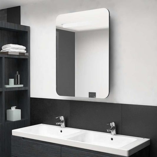 vidaXL LED Bathroom Mirror Cabinet Shining Grey 60x11x80 cm