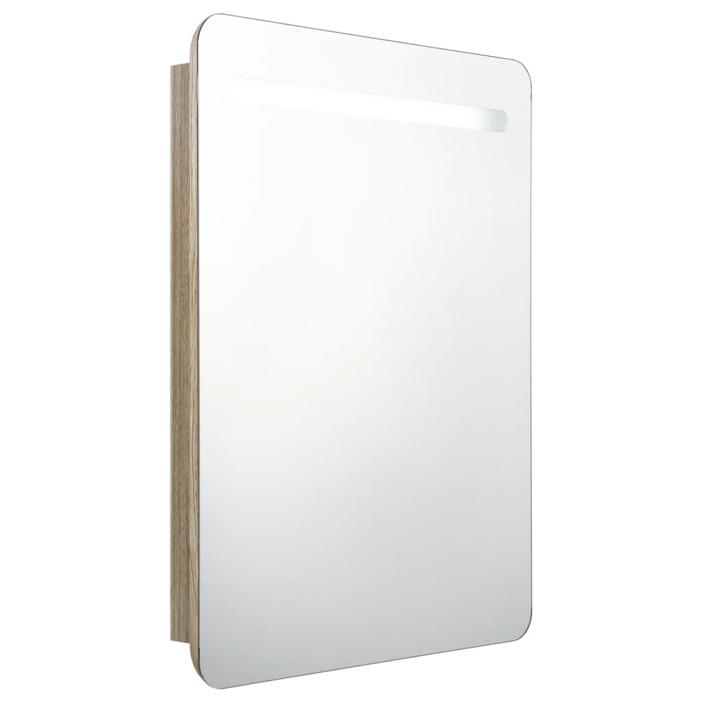 vidaXL LED Bathroom Mirror Cabinet Oak 60x11x80 cm