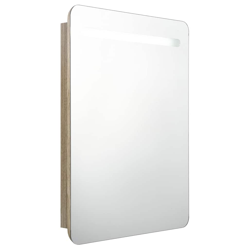 326507 vidaXL LED Bathroom Mirror Cabinet Oak 60x11x80 cm