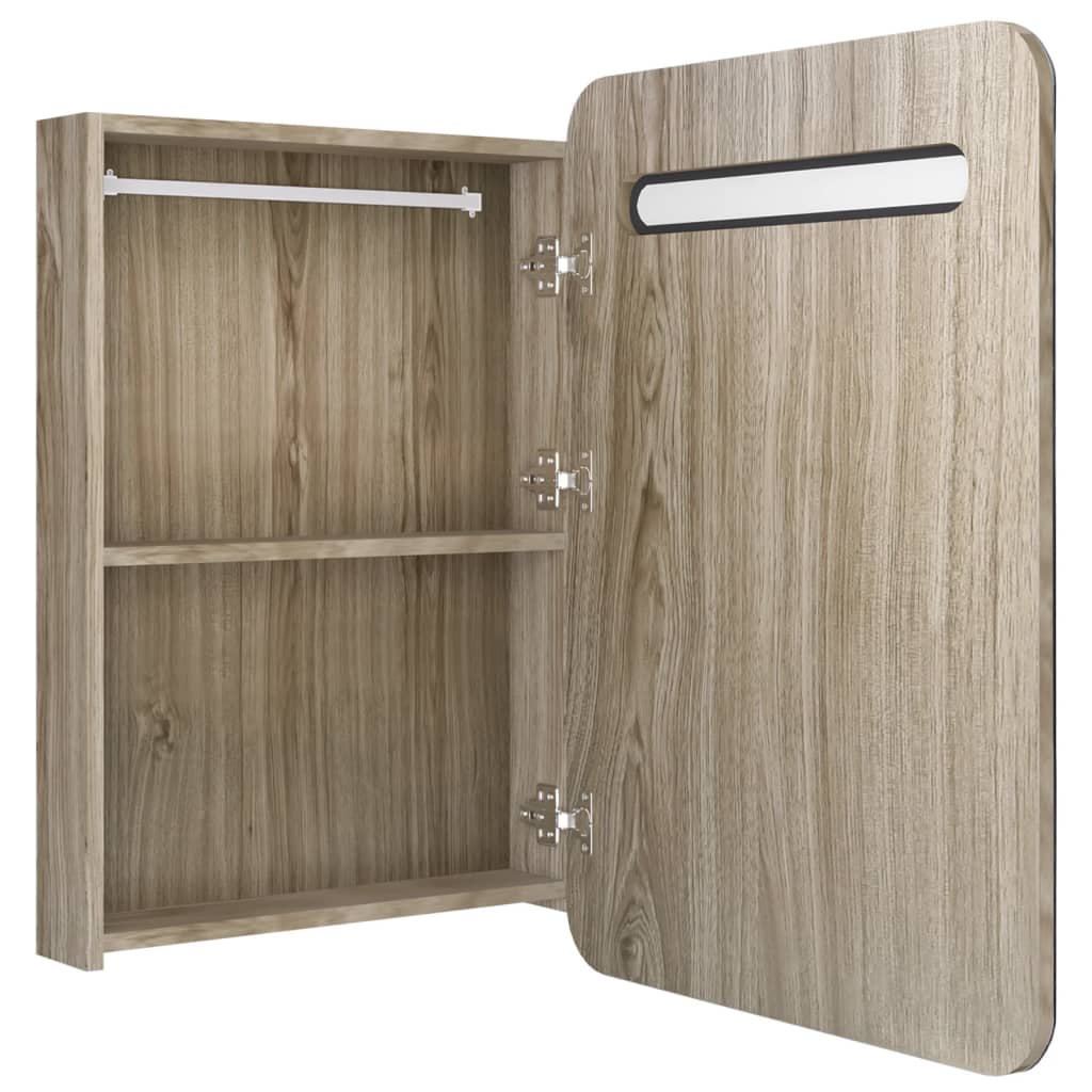 vidaXL LED Bathroom Mirror Cabinet Oak 60x11x80 cm