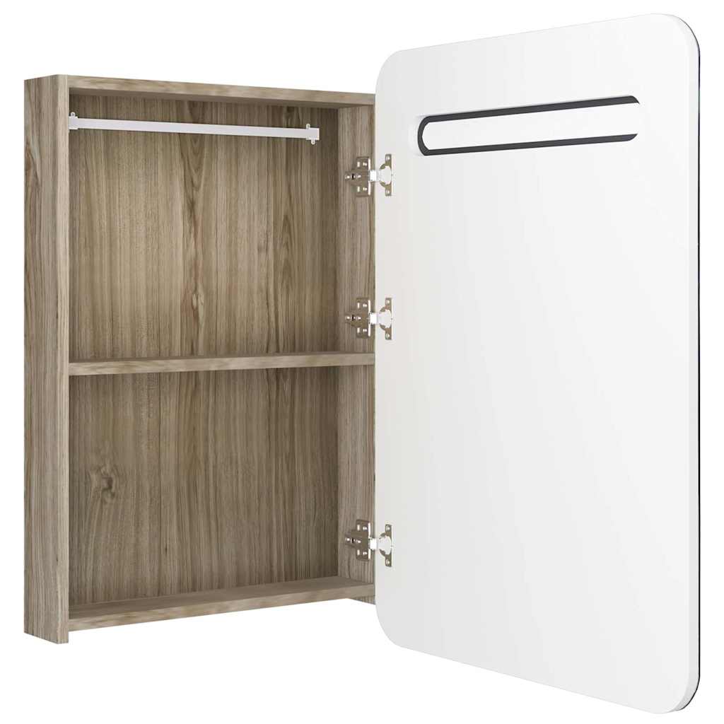 326508 vidaXL LED Bathroom Mirror Cabinet White and Oak 60x11x80 cm
