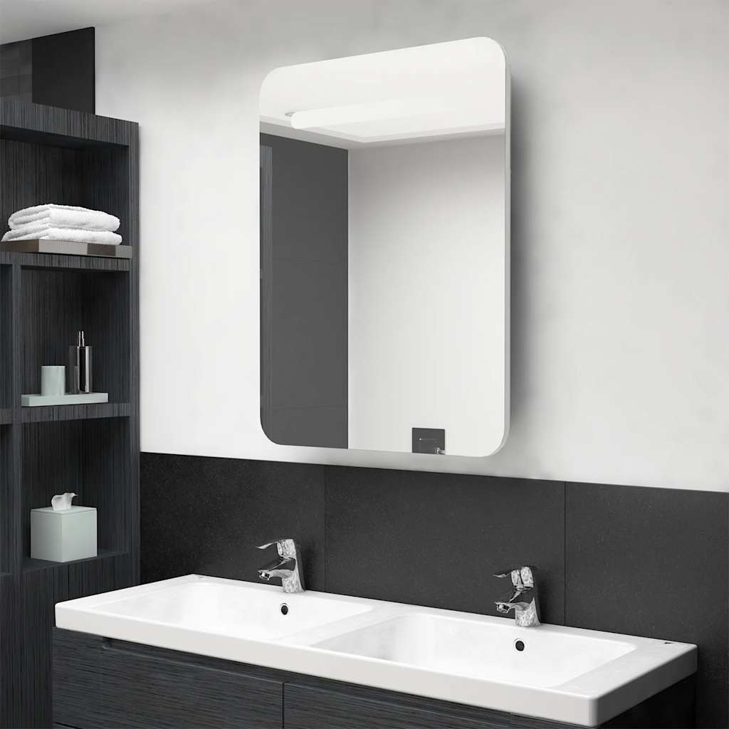 326509 vidaXL LED Bathroom Mirror Cabinet Shining White 60x11x80 cm