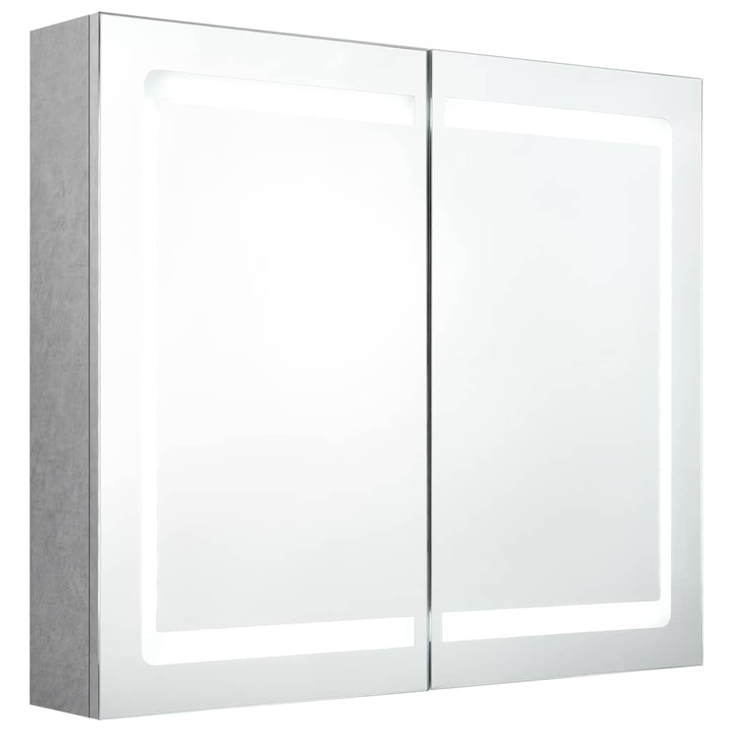 326511 vidaXL LED Bathroom Mirror Cabinet Concrete Grey 80x12x68 cm