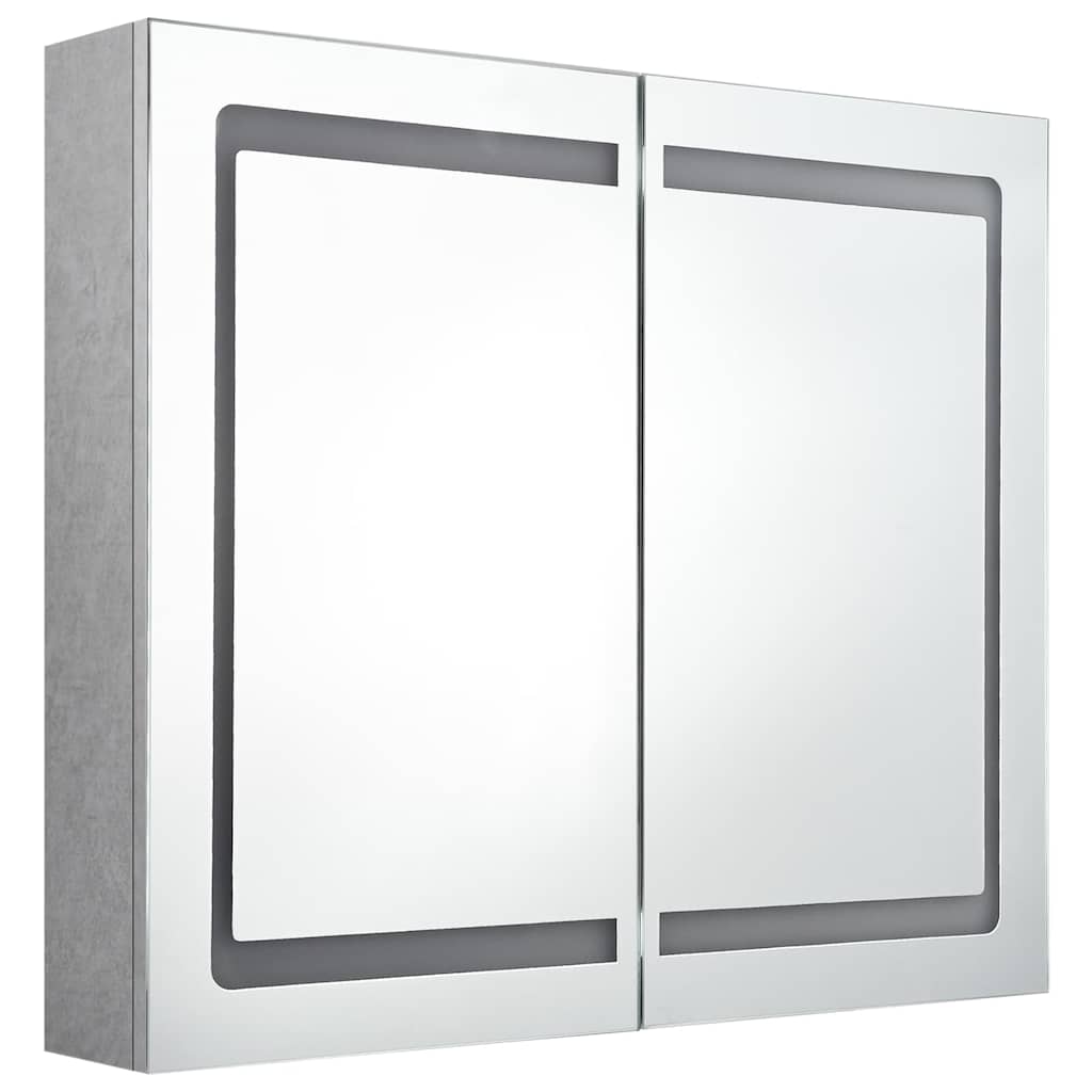 326511 vidaXL LED Bathroom Mirror Cabinet Concrete Grey 80x12x68 cm
