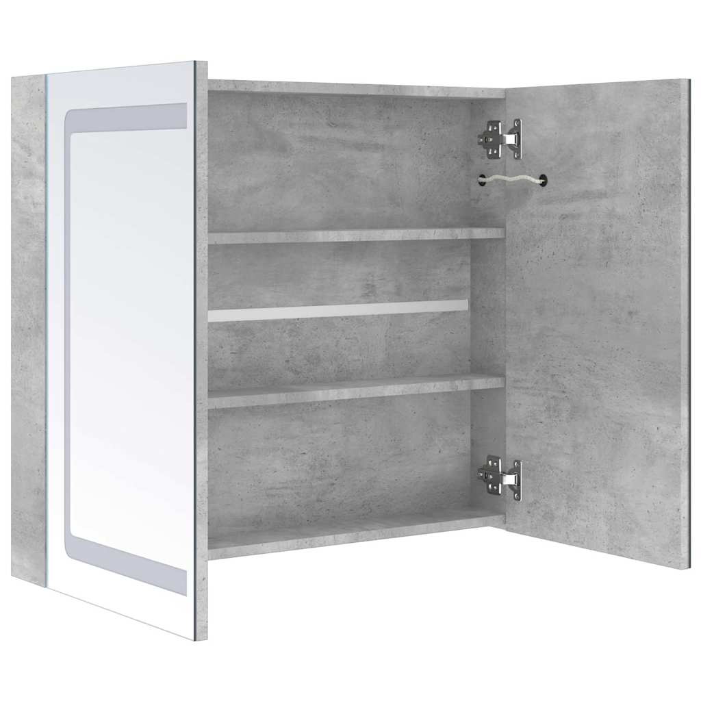 326511 vidaXL LED Bathroom Mirror Cabinet Concrete Grey 80x12x68 cm