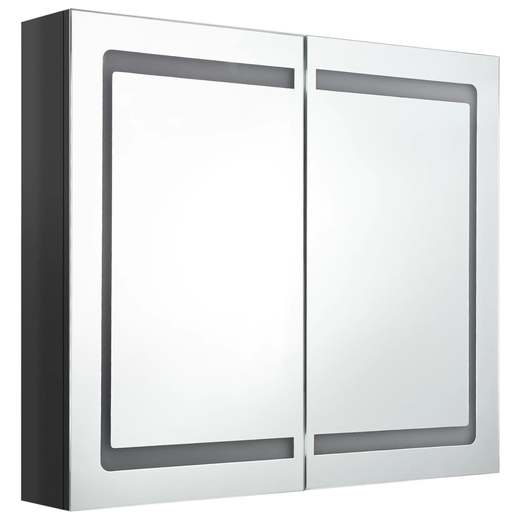 vidaXL LED Bathroom Mirror Cabinet Shining Black 80x12x68 cm