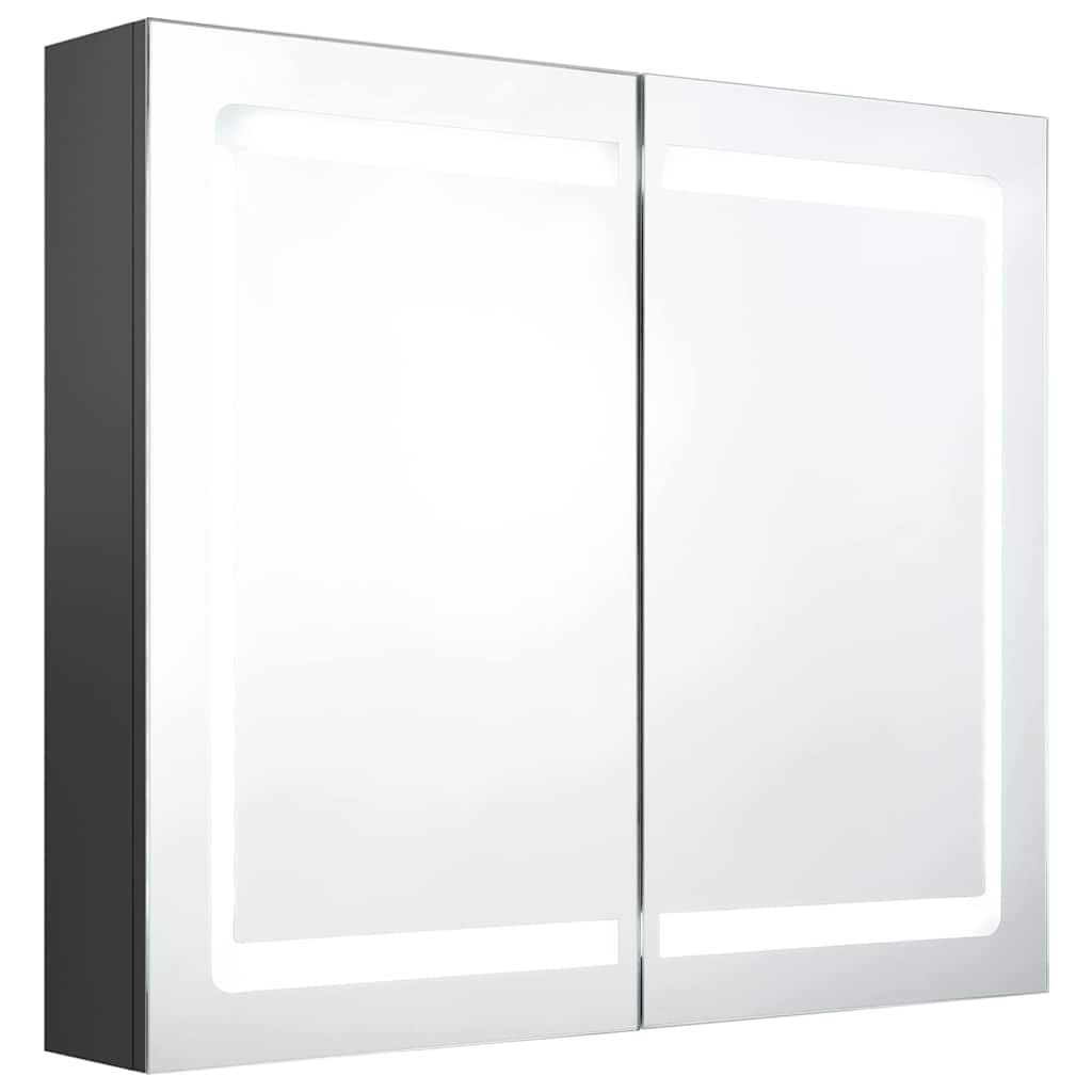 326513 vidaXL LED Bathroom Mirror Cabinet Grey 80x12x68 cm