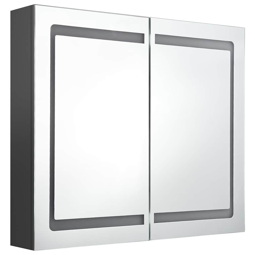 326513 vidaXL LED Bathroom Mirror Cabinet Grey 80x12x68 cm