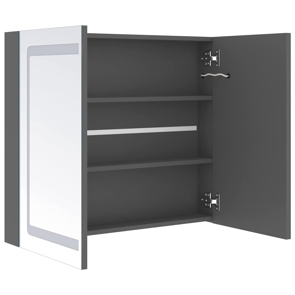 326513 vidaXL LED Bathroom Mirror Cabinet Grey 80x12x68 cm