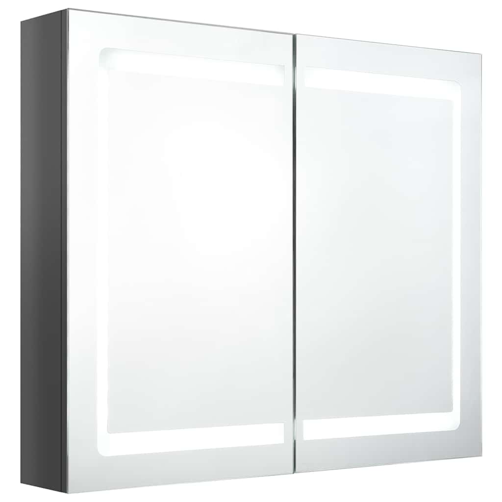 326514 vidaXL LED Bathroom Mirror Cabinet Shining Grey 80x12x68 cm