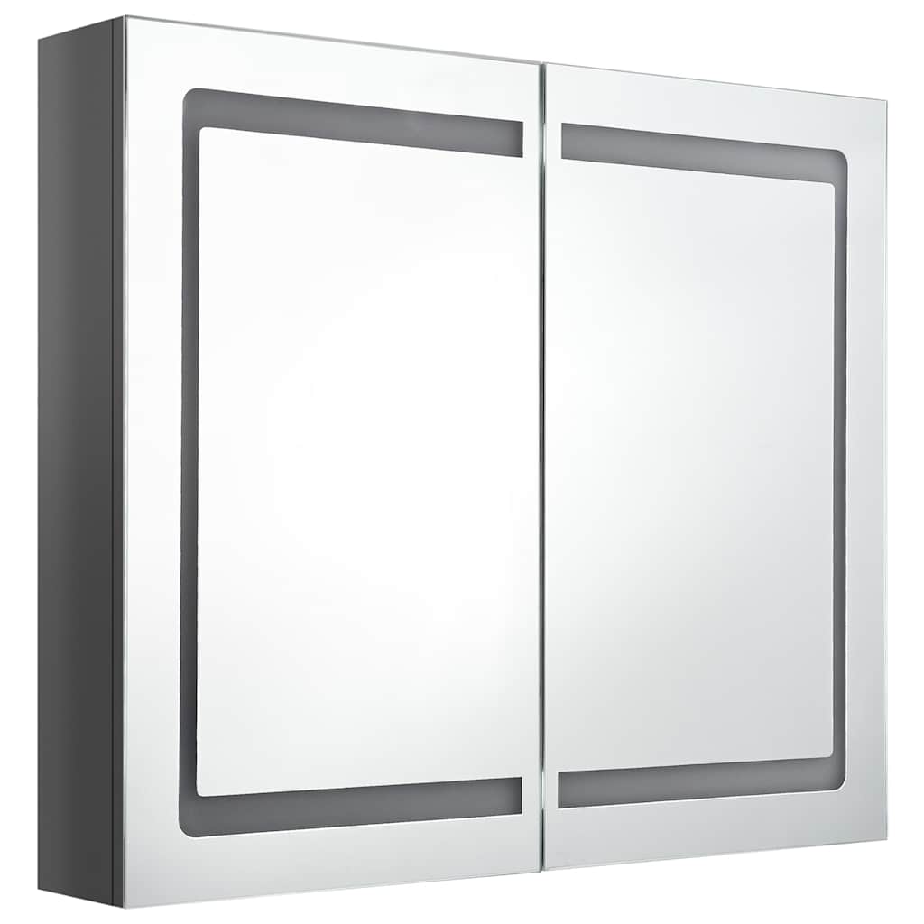 326514 vidaXL LED Bathroom Mirror Cabinet Shining Grey 80x12x68 cm