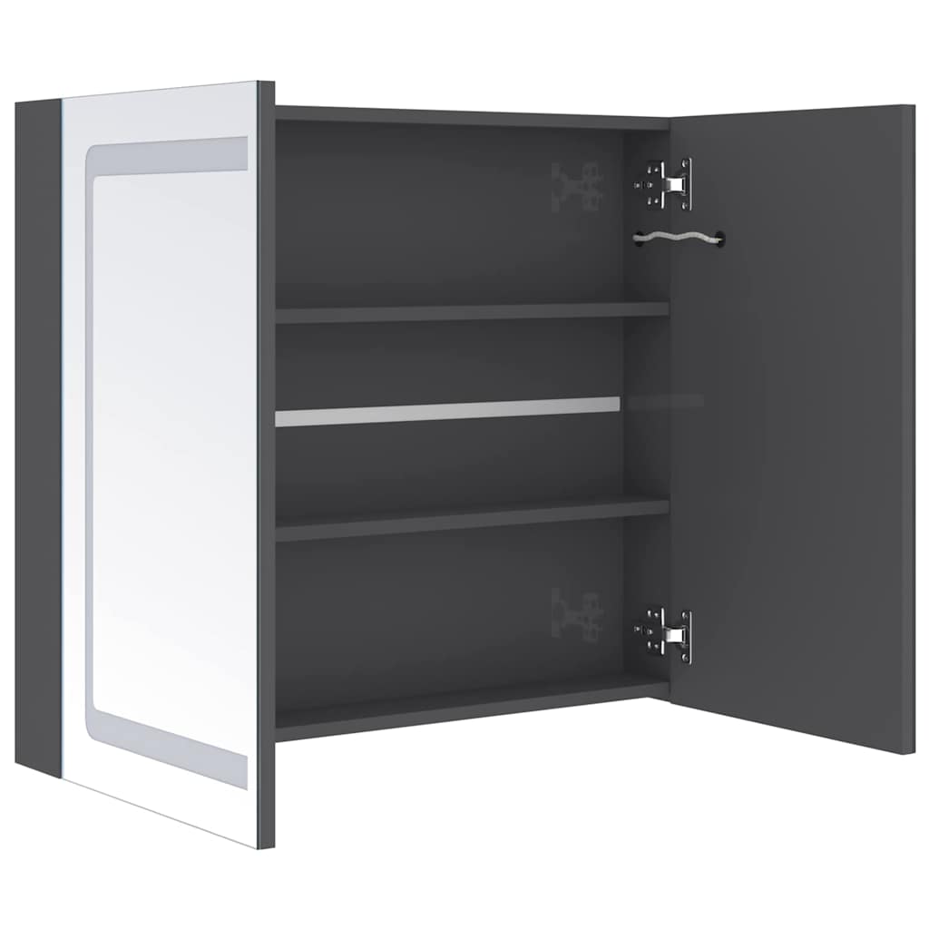 326514 vidaXL LED Bathroom Mirror Cabinet Shining Grey 80x12x68 cm