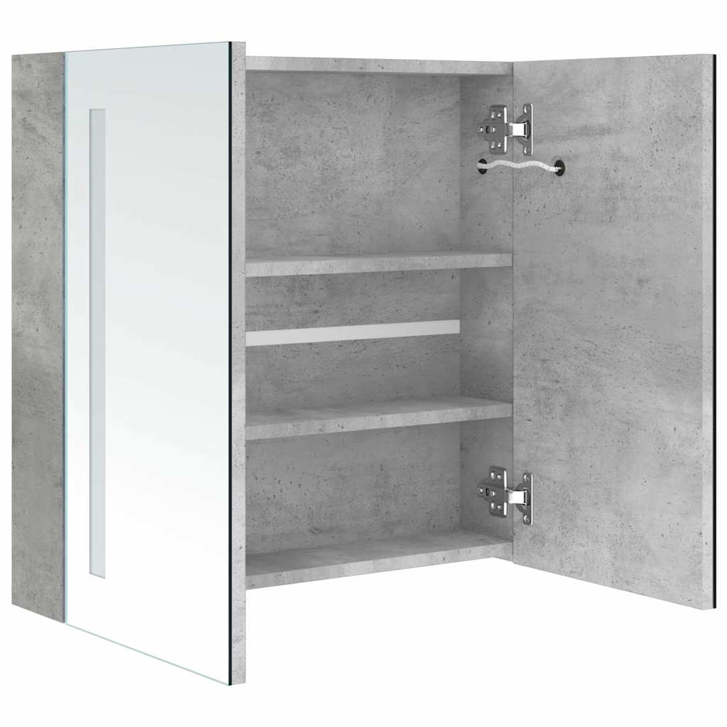 326518 vidaXL LED Bathroom Mirror Cabinet Concrete Grey 62x14x60 cm
