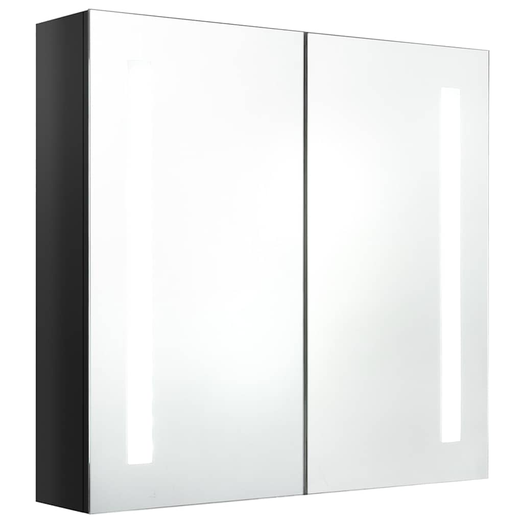 326519 vidaXL LED Bathroom Mirror Cabinet Shining Black 62x14x60 cm