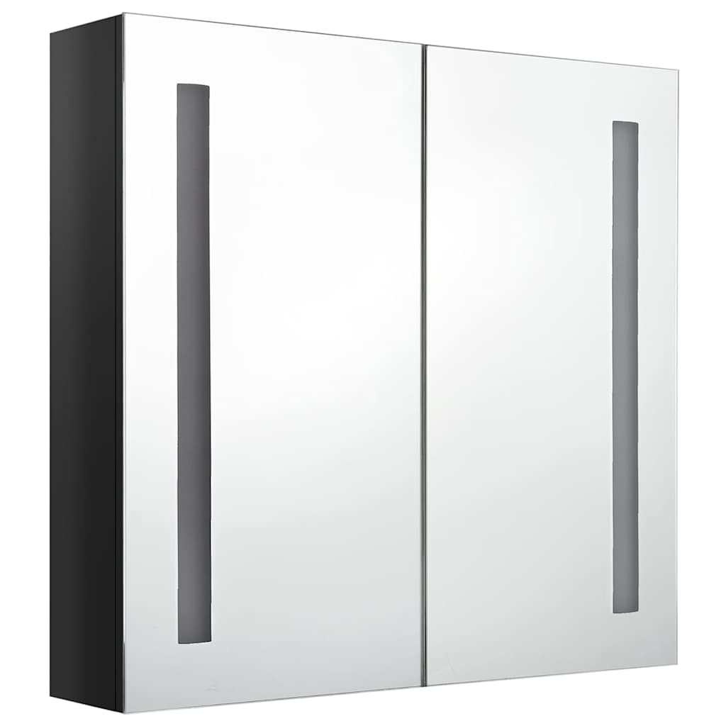 326519 vidaXL LED Bathroom Mirror Cabinet Shining Black 62x14x60 cm
