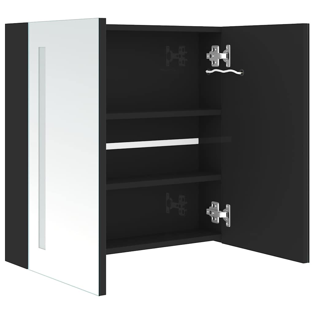 326519 vidaXL LED Bathroom Mirror Cabinet Shining Black 62x14x60 cm