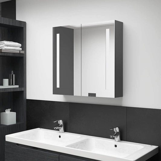326520 vidaXL LED Bathroom Mirror Cabinet Grey 62x14x60 cm