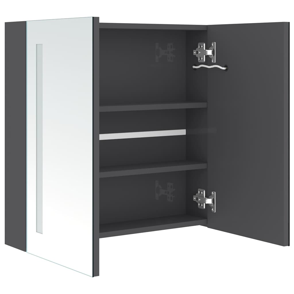 326521 vidaXL LED Bathroom Mirror Cabinet Shining Grey 62x14x60 cm