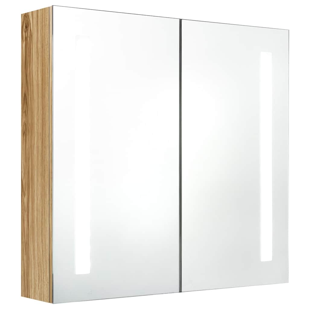 326522 vidaXL LED Bathroom Mirror Cabinet Oak 62x14x60 cm