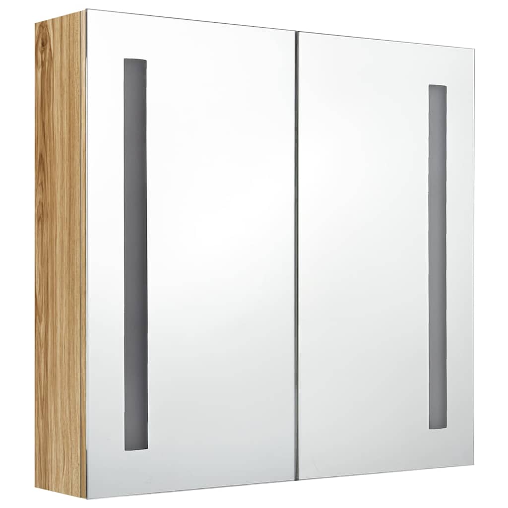 326522 vidaXL LED Bathroom Mirror Cabinet Oak 62x14x60 cm