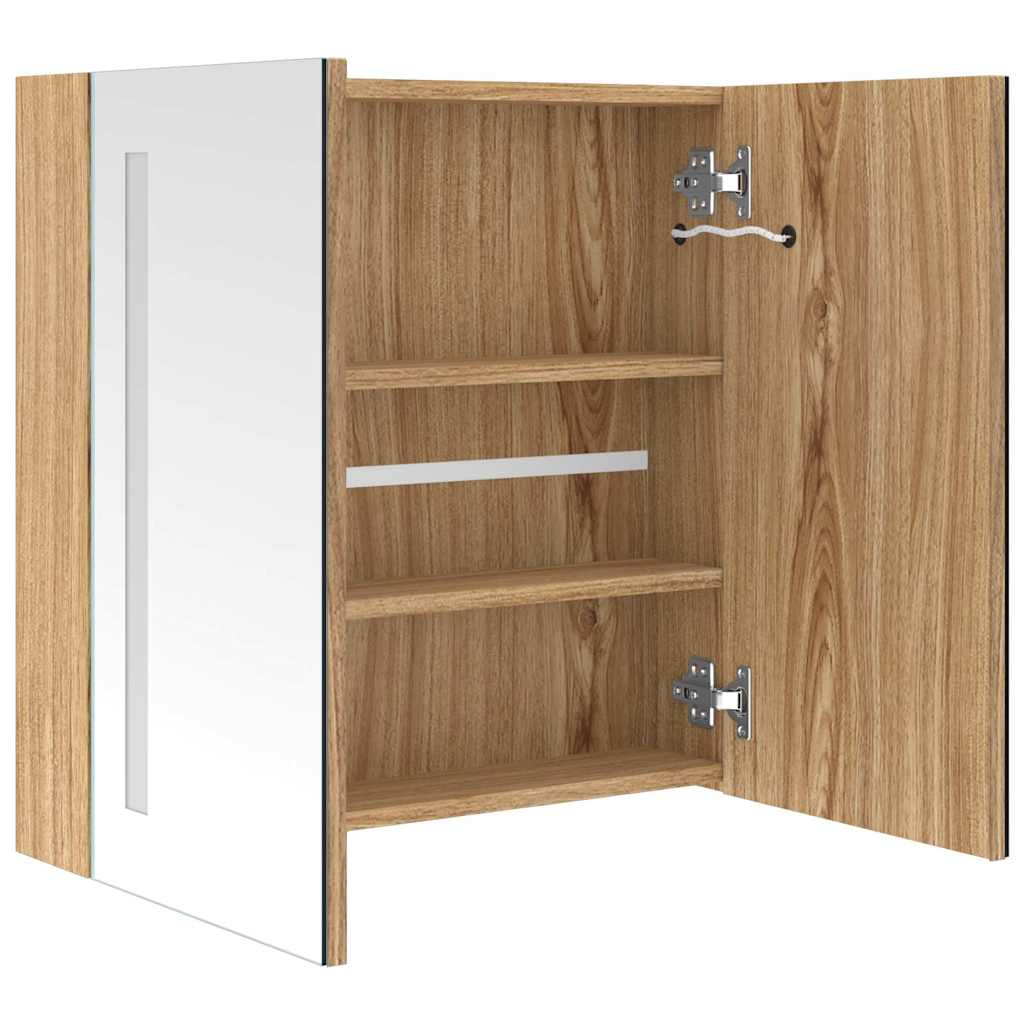 326522 vidaXL LED Bathroom Mirror Cabinet Oak 62x14x60 cm