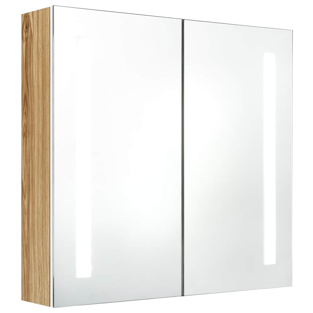 326523 vidaXL LED Bathroom Mirror Cabinet White and Oak 62x14x60 cm