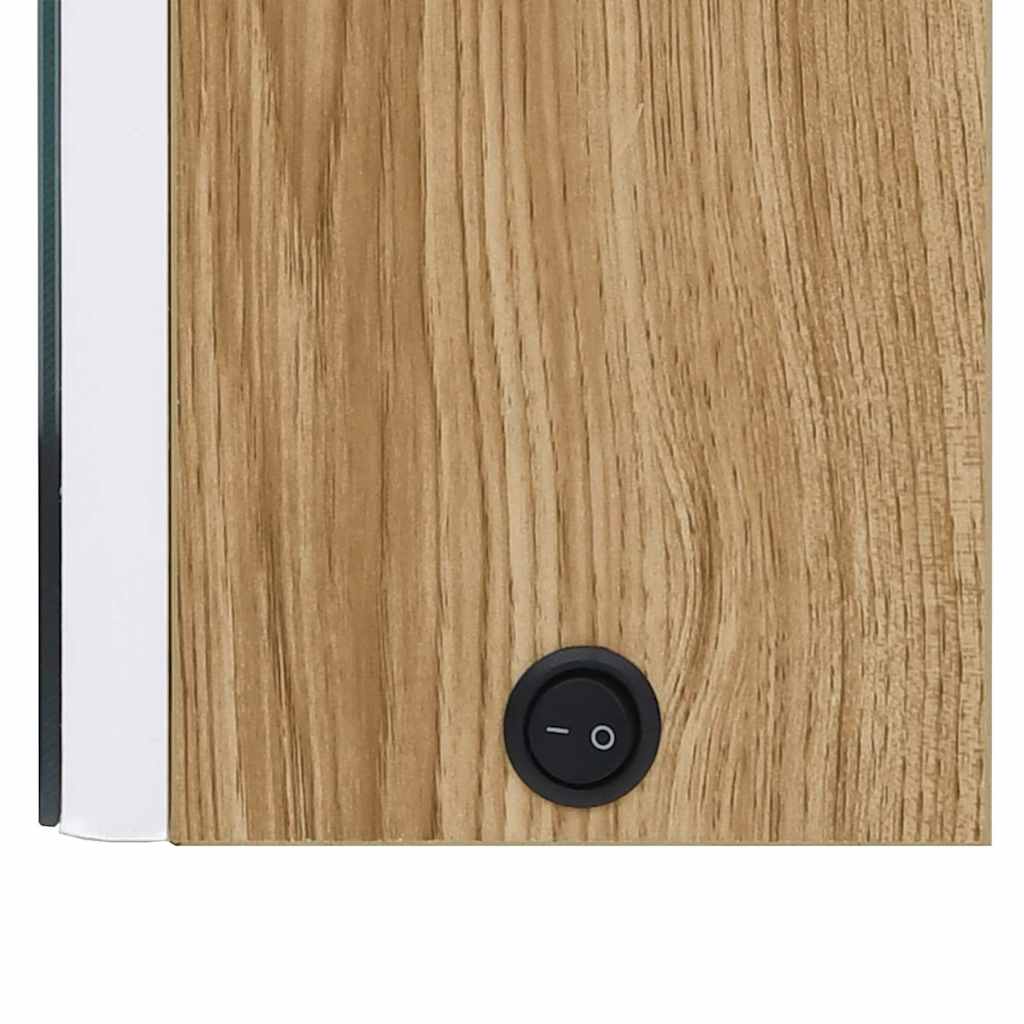 326523 vidaXL LED Bathroom Mirror Cabinet White and Oak 62x14x60 cm