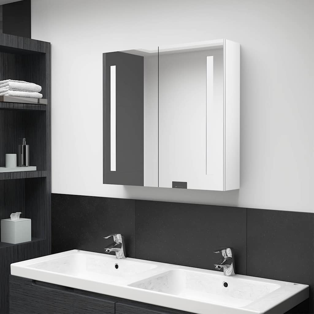 326524 vidaXL LED Bathroom Mirror Cabinet Shining White 62x14x60 cm