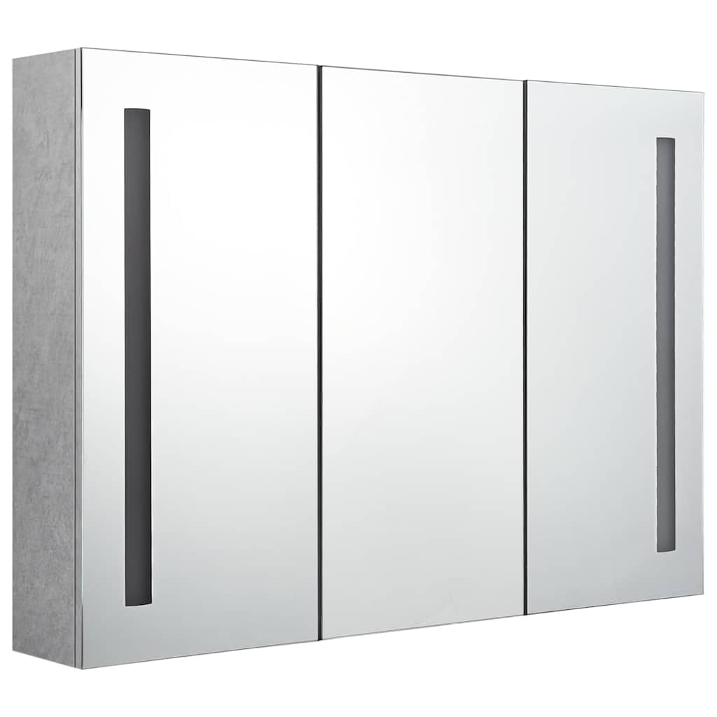 326525 vidaXL LED Bathroom Mirror Cabinet Concrete Grey 89x14x62 cm