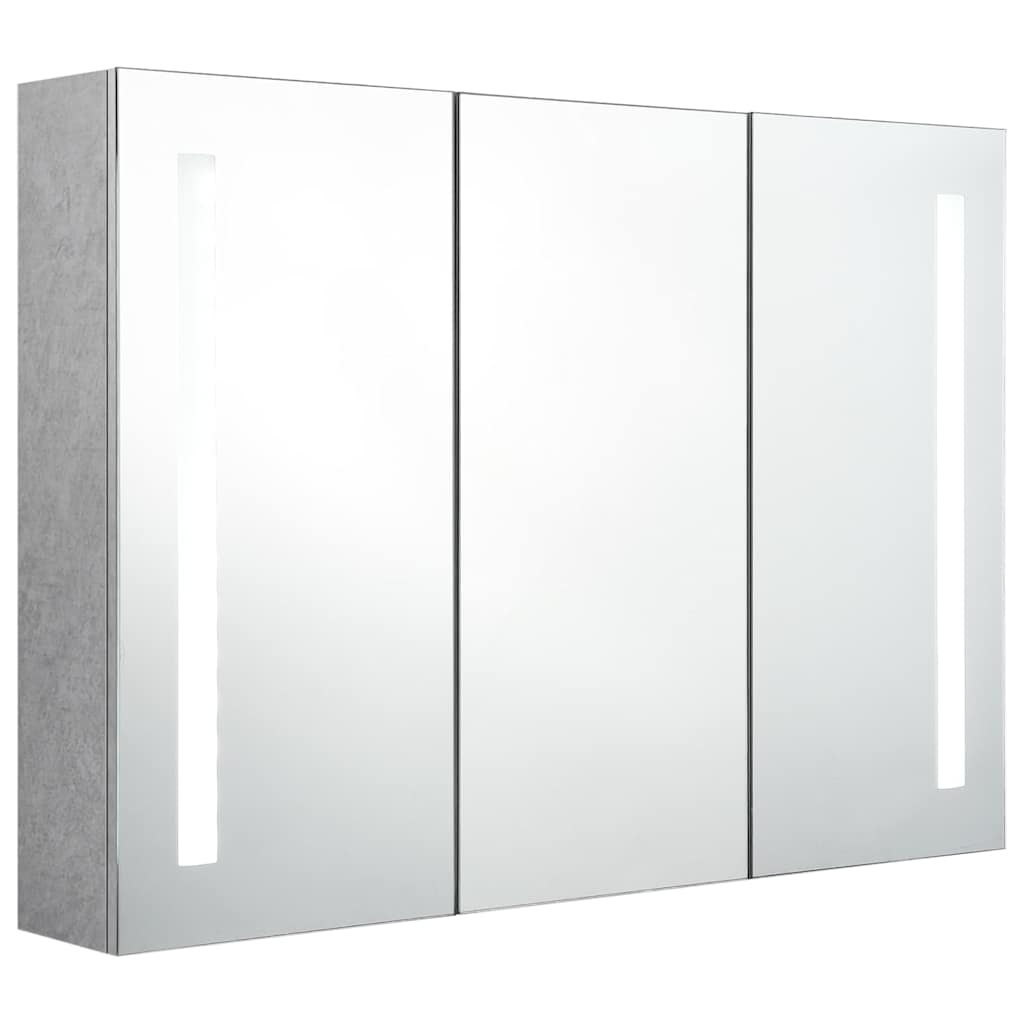 326525 vidaXL LED Bathroom Mirror Cabinet Concrete Grey 89x14x62 cm