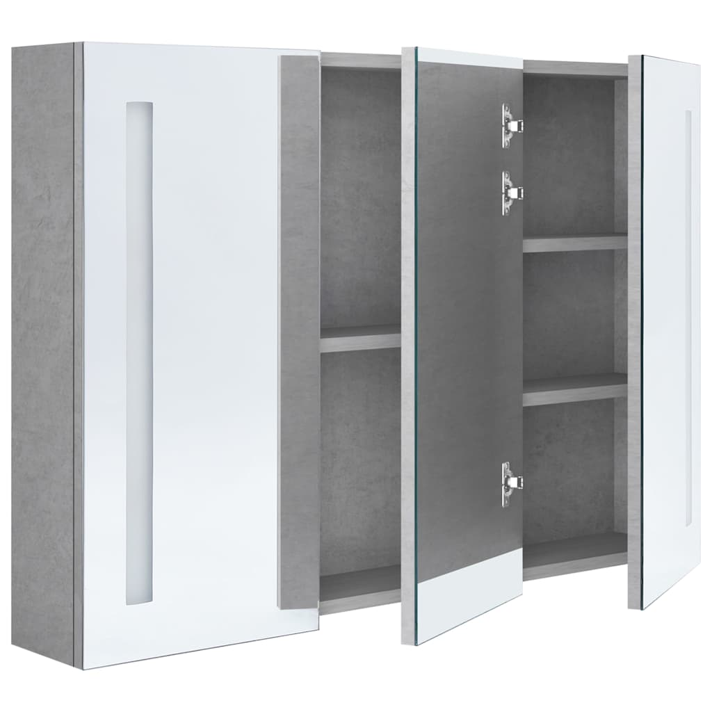 326525 vidaXL LED Bathroom Mirror Cabinet Concrete Grey 89x14x62 cm