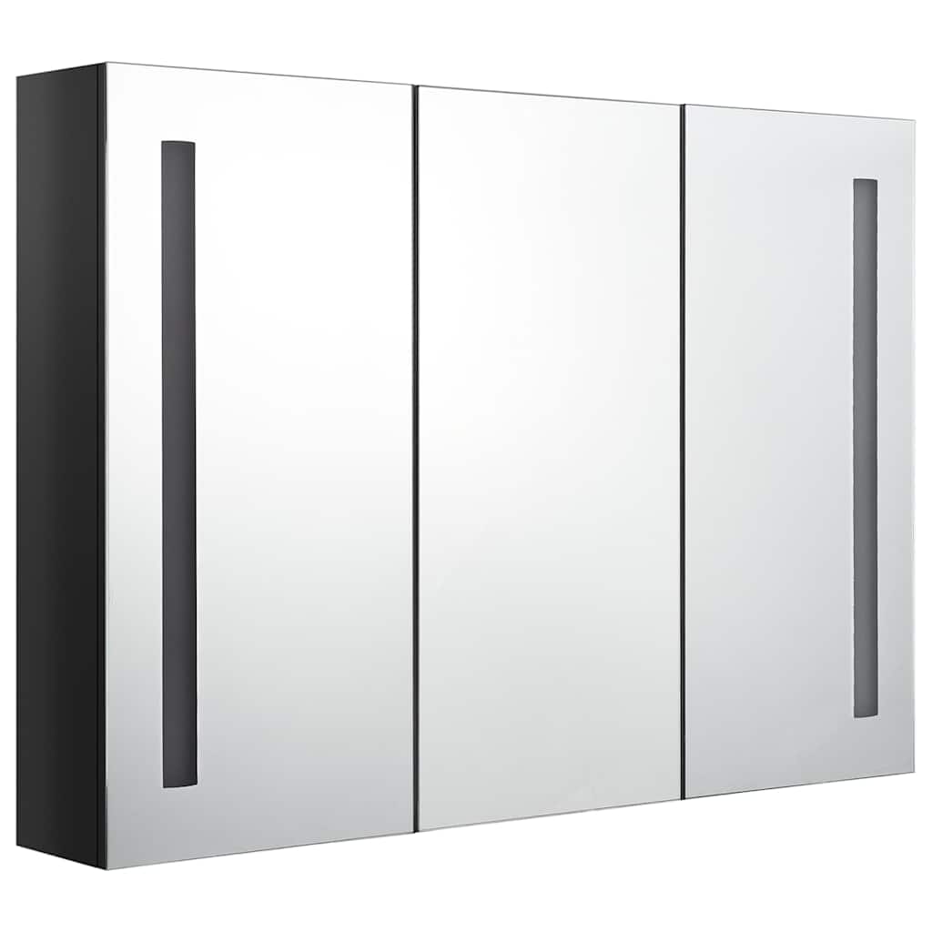 326526 vidaXL LED Bathroom Mirror Cabinet 89x14x62 cm Shining Black