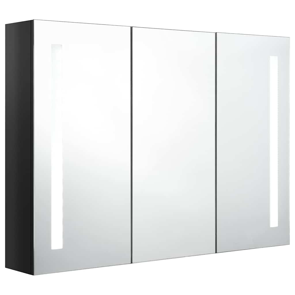 326526 vidaXL LED Bathroom Mirror Cabinet 89x14x62 cm Shining Black