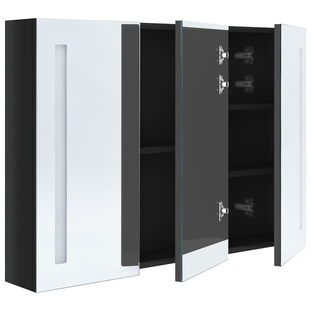 326526 vidaXL LED Bathroom Mirror Cabinet 89x14x62 cm Shining Black