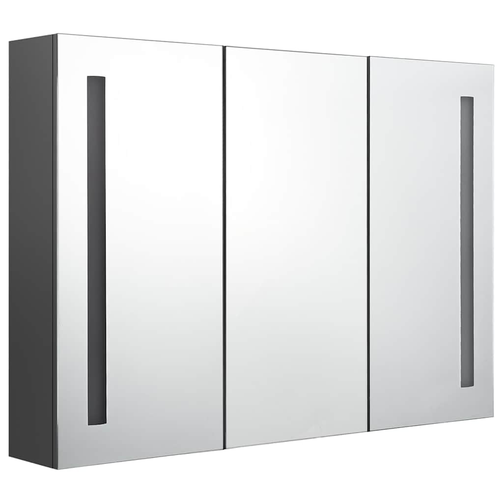 326527 vidaXL LED Bathroom Mirror Cabinet 89x14x62 cm Grey