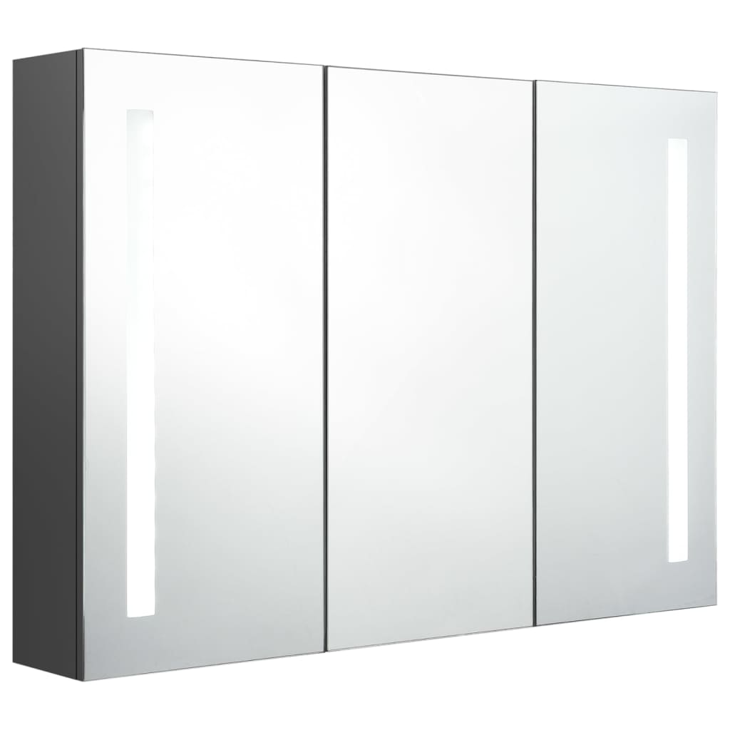 vidaXL LED Bathroom Mirror Cabinet 89x14x62 cm Grey