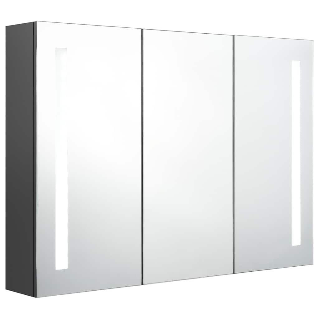 326527 vidaXL LED Bathroom Mirror Cabinet 89x14x62 cm Grey