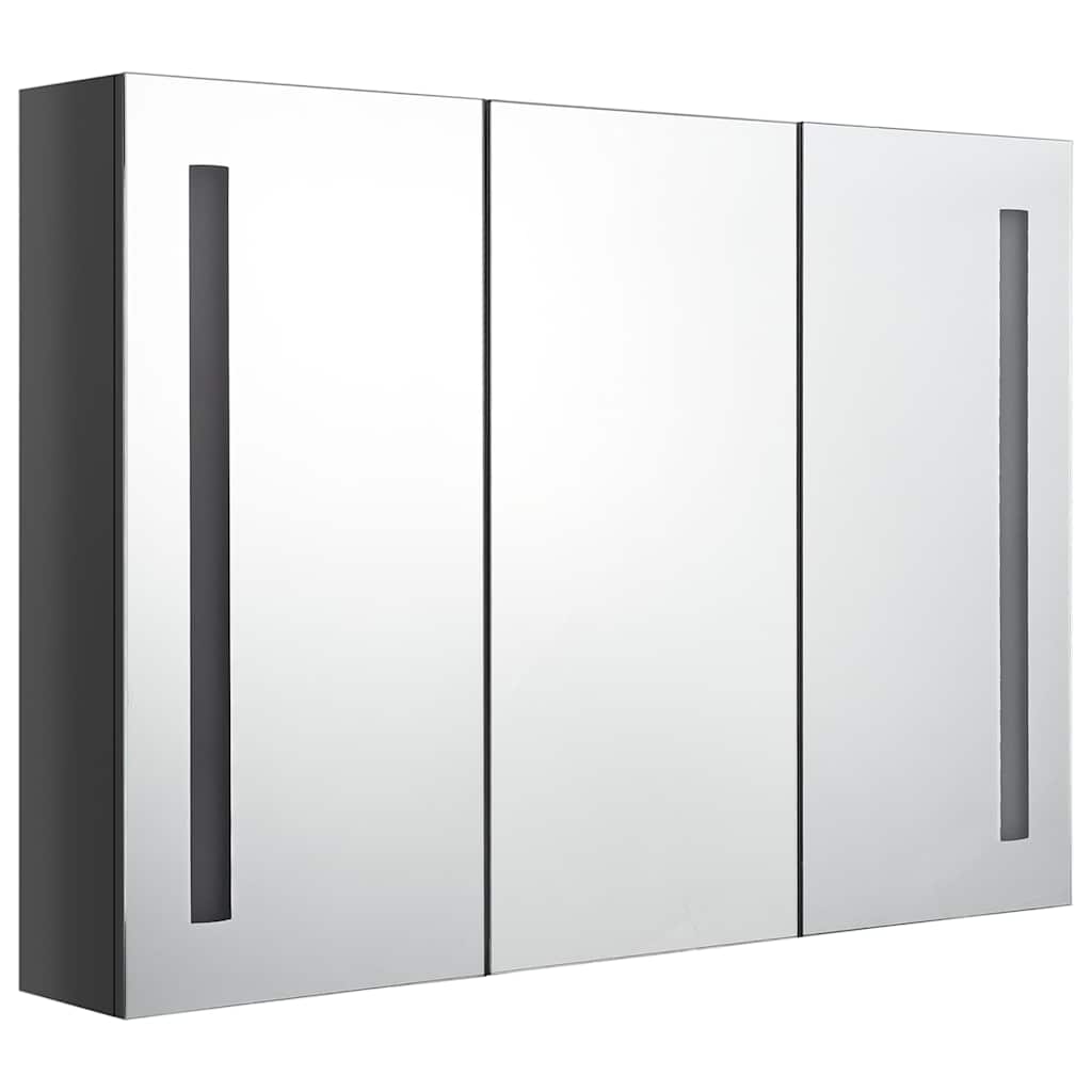 326528 vidaXL LED Bathroom Mirror Cabinet 89x14x62 cm Shining Grey